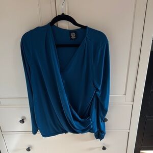 Elegant Blue Wrap Top